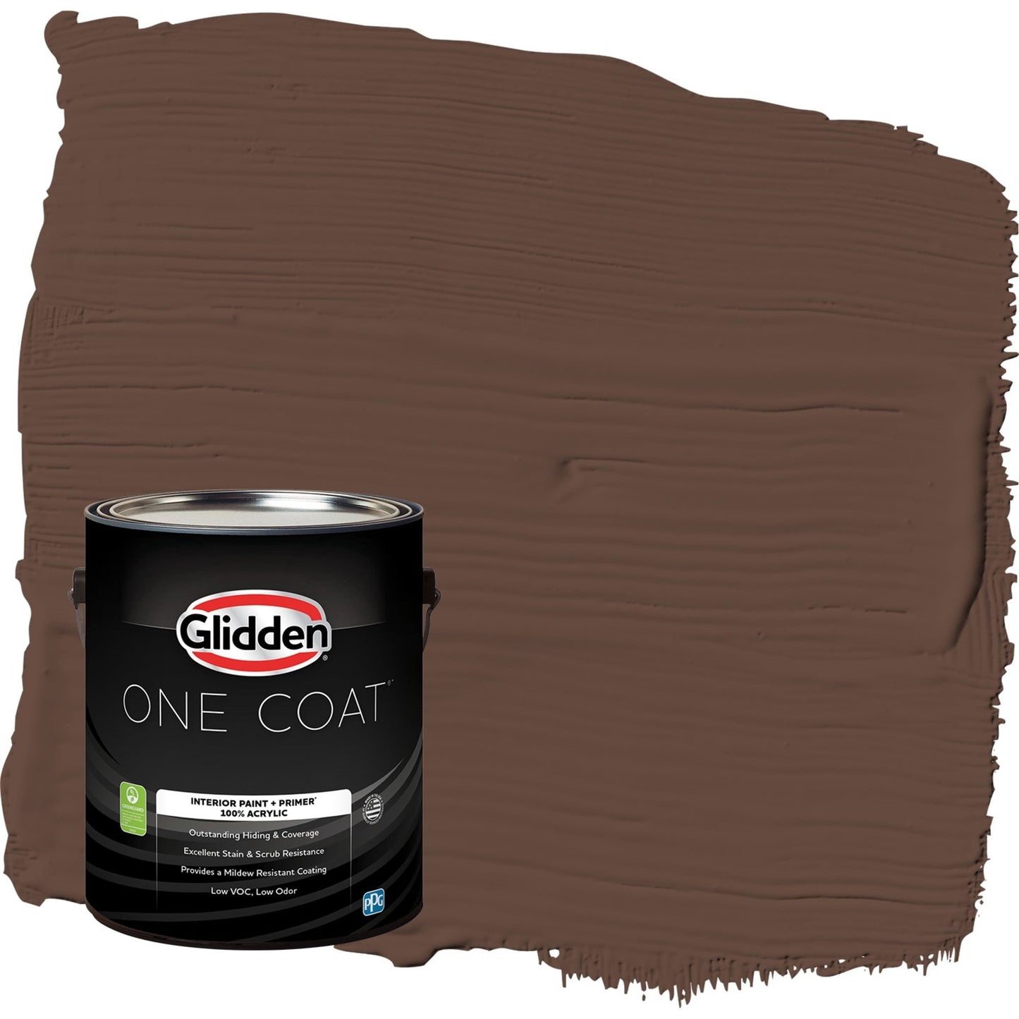Glidden One Coat Pintura Interior y Primer, Fudge / Marrón, 1 Cuarto, Semi-brillante