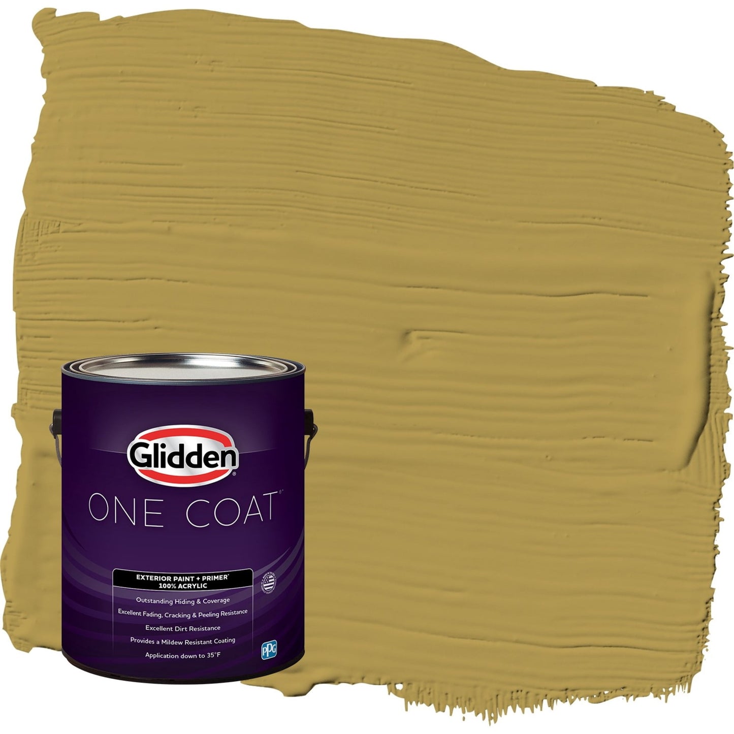 Glidden One Coat Obsession / Yellow Satin Exterior Paint with Primer, 1 Gallon