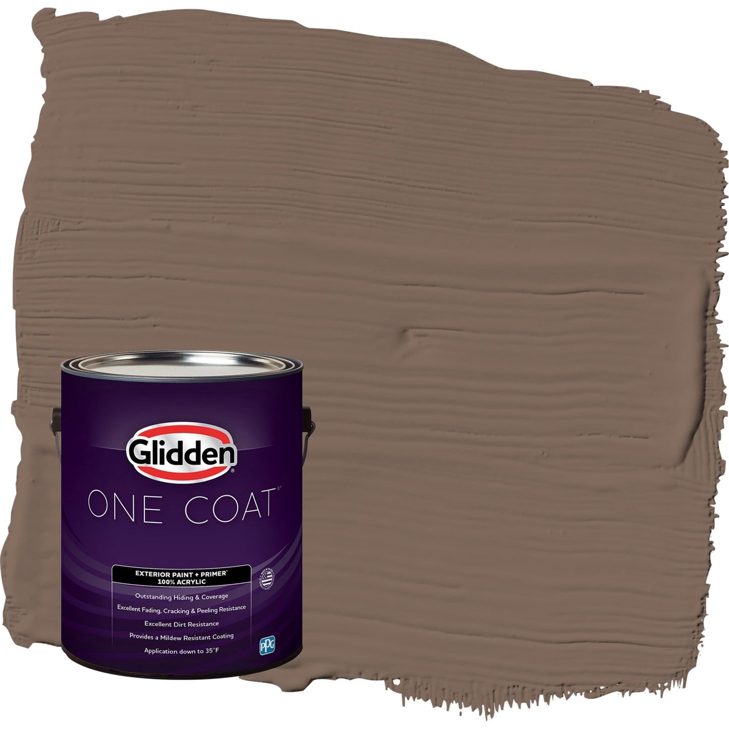 Glidden One Coat Warrior / Brown Satin Exterior Paint with Primer, 1 Gallon