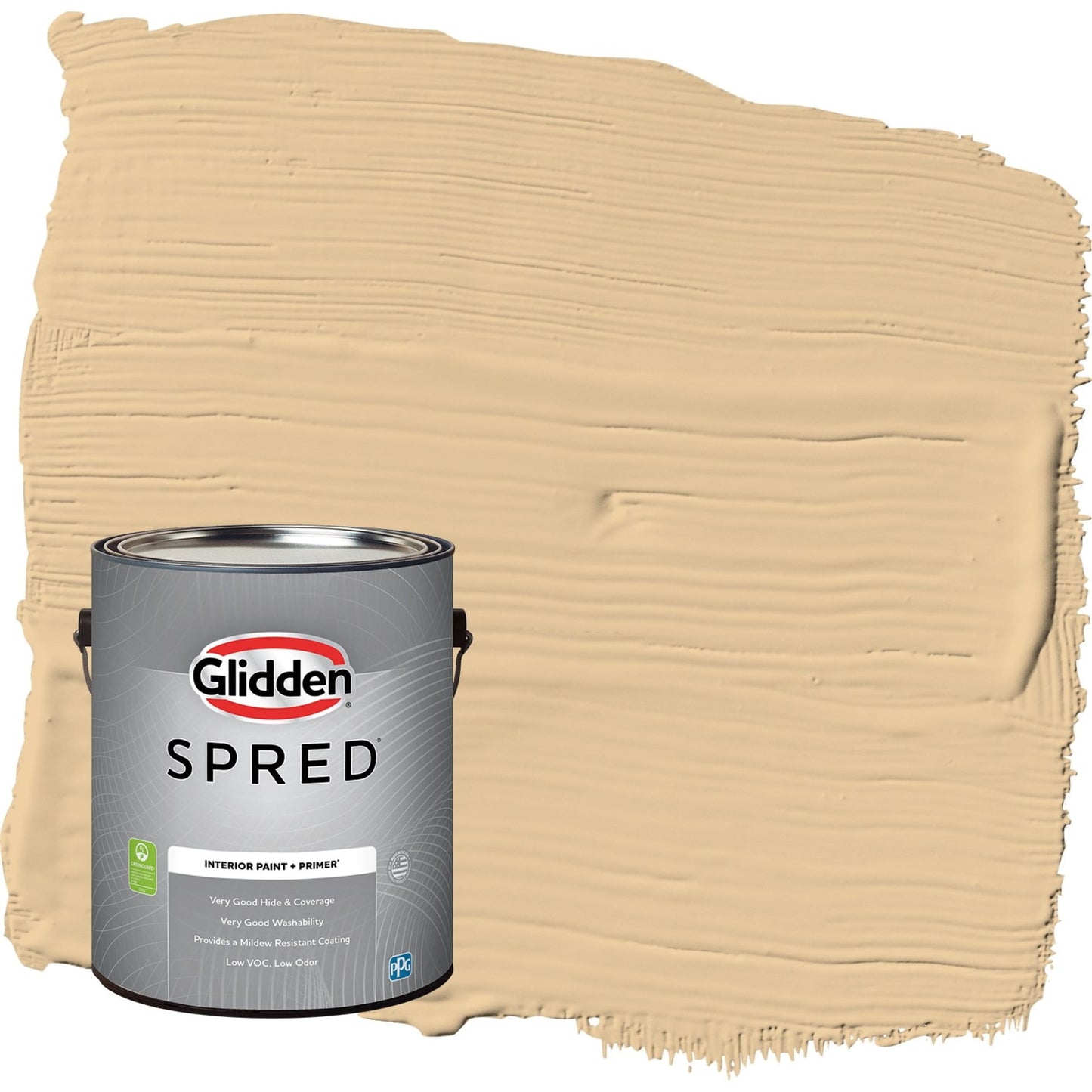 Glidden Spred Pintura Interior Semibrillante Faint Fawn / Amarillo con Primer, 1 Galón