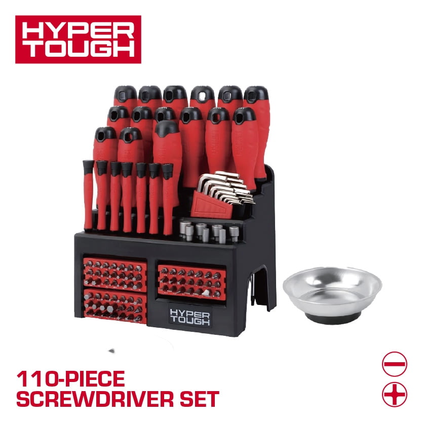 Hyper Tough 110-Piece Screwdriver Set with Storage Rack