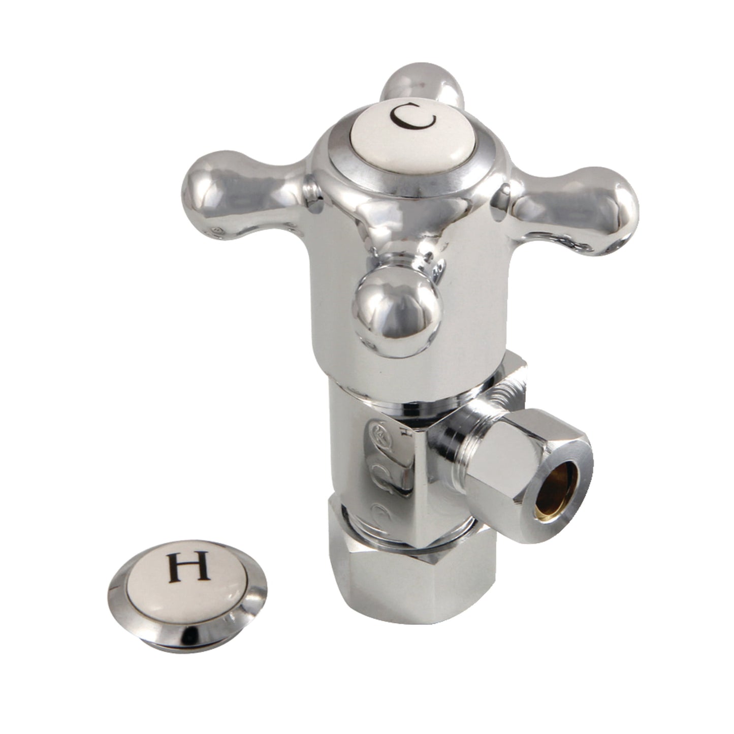 Kingston Brass CD53301BX 5/8-Inch O.D. Comp x 3/8-Inch O.D. Comp Anti-Seize Deluxe Quarter-Turn Ceramic Hardisc Cartridge Angle Stop in Polished Chrome
