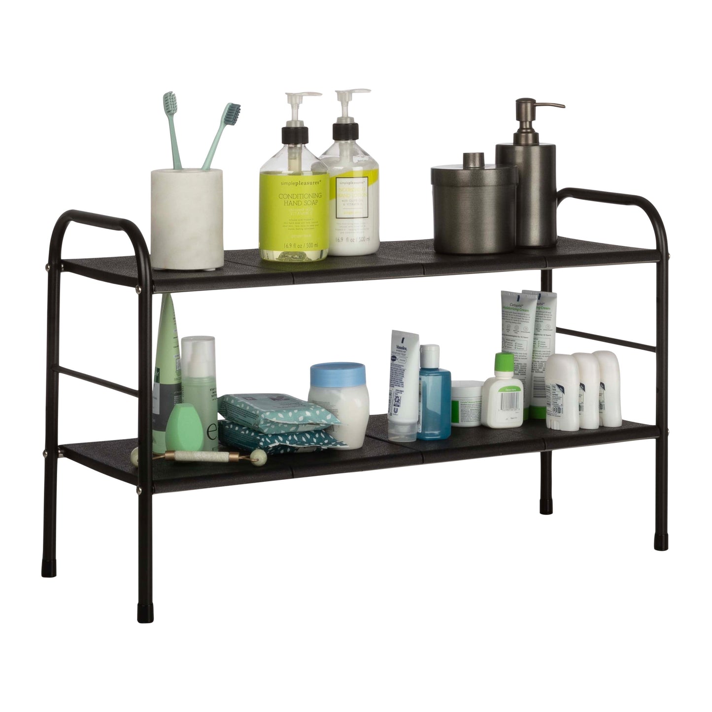 Home-Complete Organizador Debajo Del Fregadero de 2 Niveles con 8 Paneles ExtraÃbles (Negro)