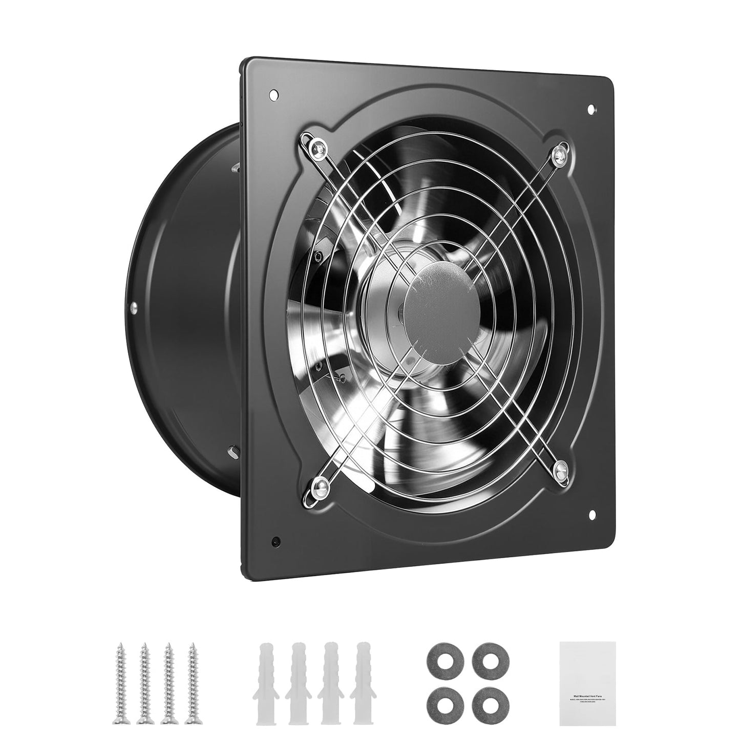KFFKFF Ventilador de Escape de Pared de 10 Pulgadas, Ventilador de Ventilación de Alto Rendimiento de 988 CFM con Interruptor de Encendido/apagado, Diseño de Bajo Consumo para Ãticos, Garajes, Sótanos, Talleres, Cocinas y Gallineros, Negro