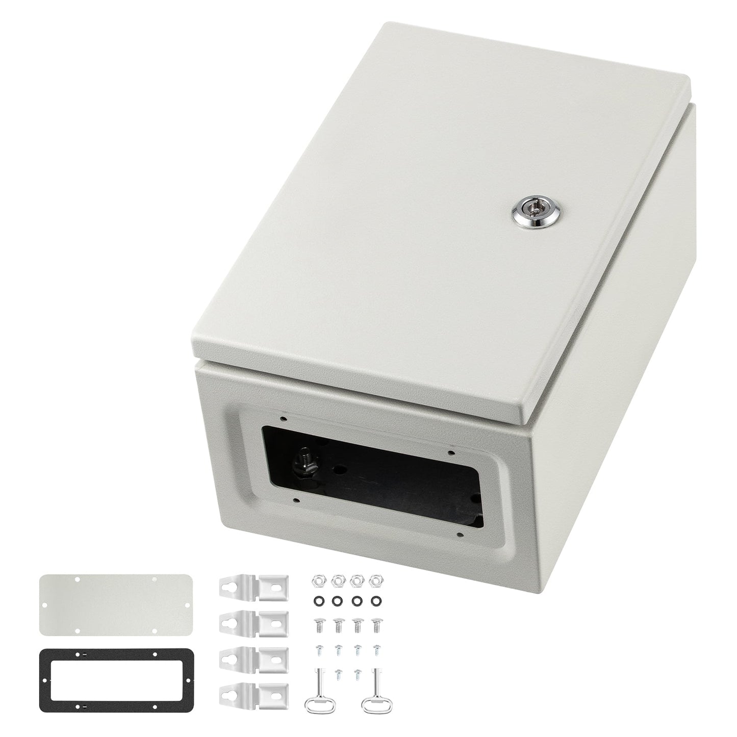KFFKFF NEMA Metal Housing 12×8×6, NEMA 4X Metallic Electric Container, IP66 Resistant to Water & Dust, Exterior/Interior Electric Connection Box, Comes with Fixing Panel