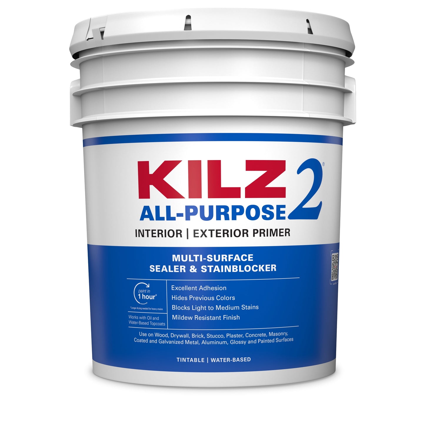 KILZ 2® All-Purpose Interior/Exterior Water-Based Stainblocking Primer, 5 Gallon