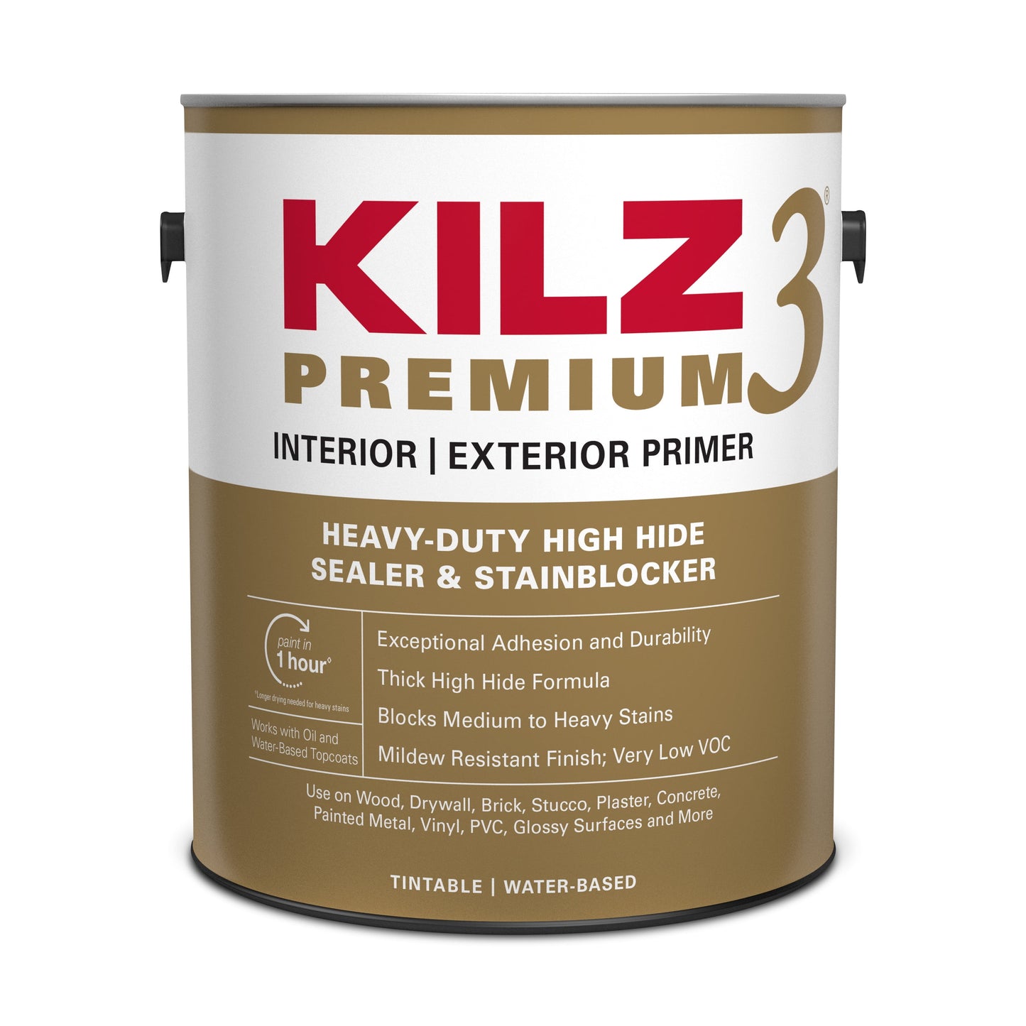 KILZ 3 Premium Multi-purpose Interior/Exterior Wall and Ceiling Primer - Water-Based 1 Gallon