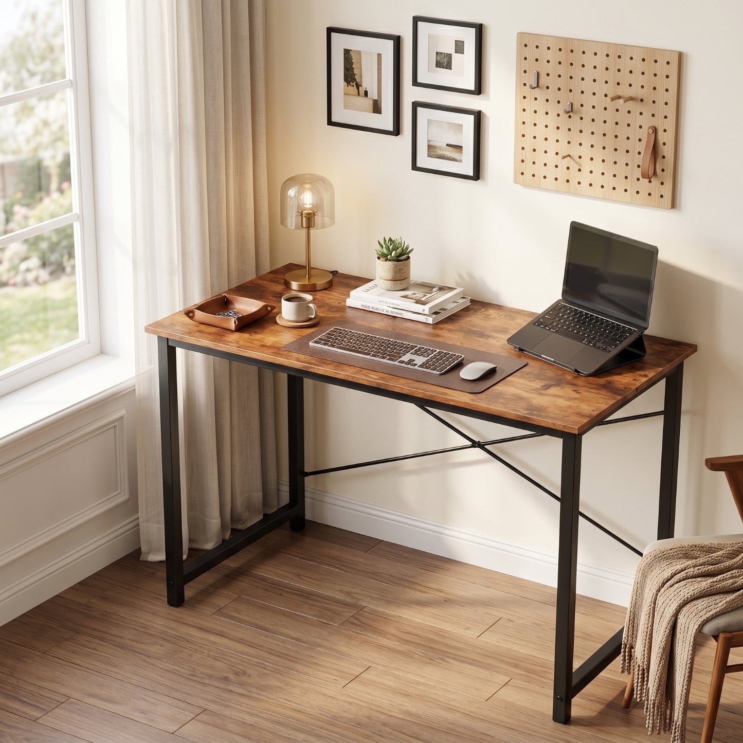 Kelno 40.5 Inch Computer Desk Simple Office Desk Table for Gaming Home Writing Study Desk,Rustic Brown