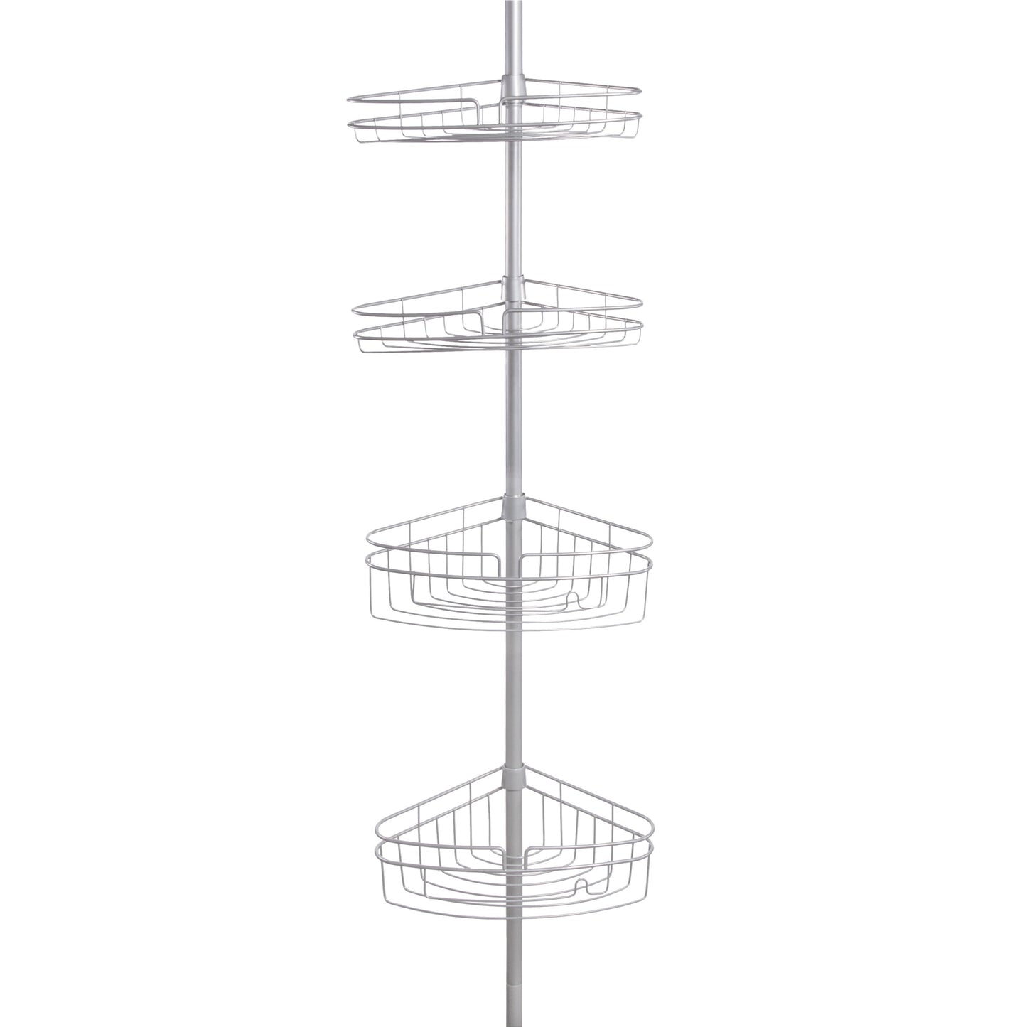 Kenney® 4-Tier Spring Tension Shower Corner Pole Caddy with Razor Holder, Satin Nickel