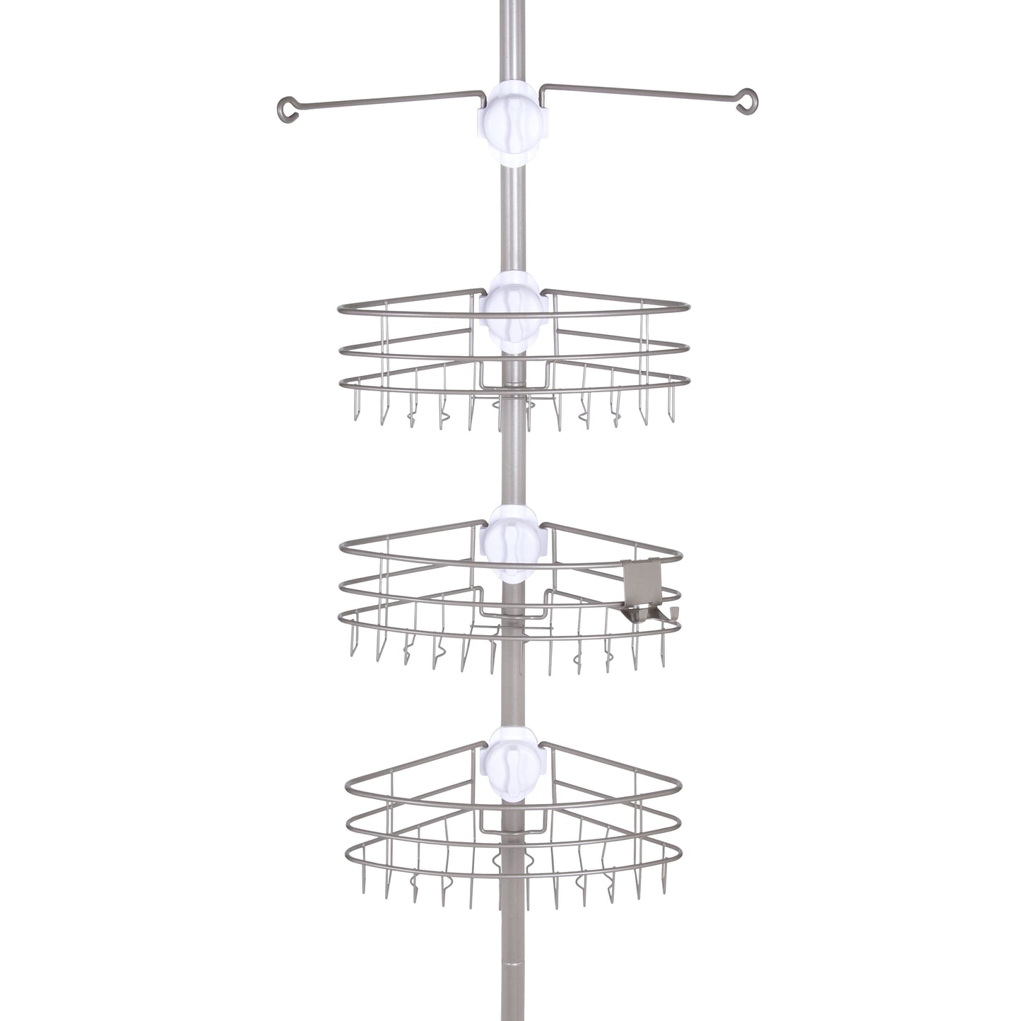 Kenney® EasySlide™ 4-Way Adjustable Corner Pole Caddy, Brushed Nickel