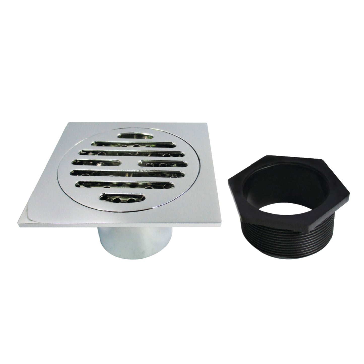 Kingston BSF4262C Watercourse Symmetric 4-Inch Brass Square Grid Shower Drain with Hair Strainer in Polished Chrome