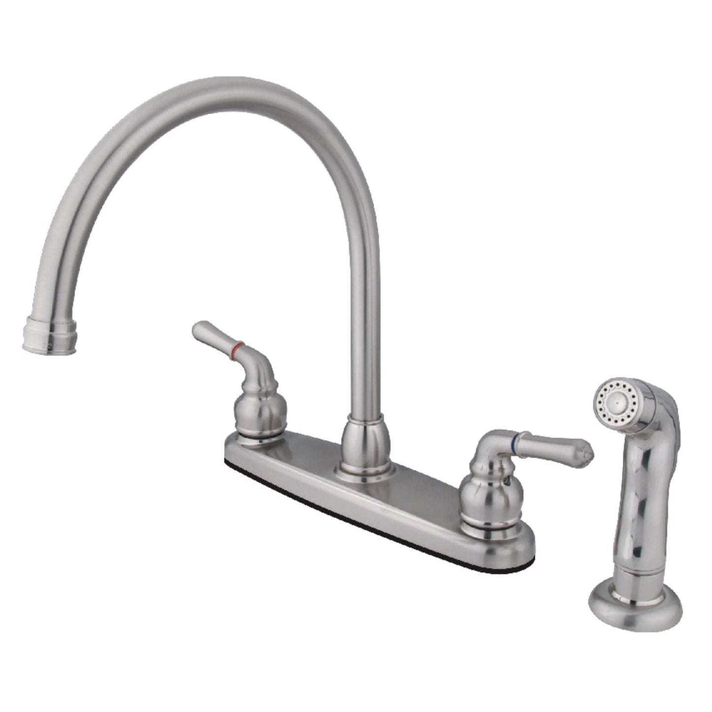 Kingston Brass FB798SP Magellan 8" Centerset Kitchen Faucet with Sprayer, Brushed Nickel