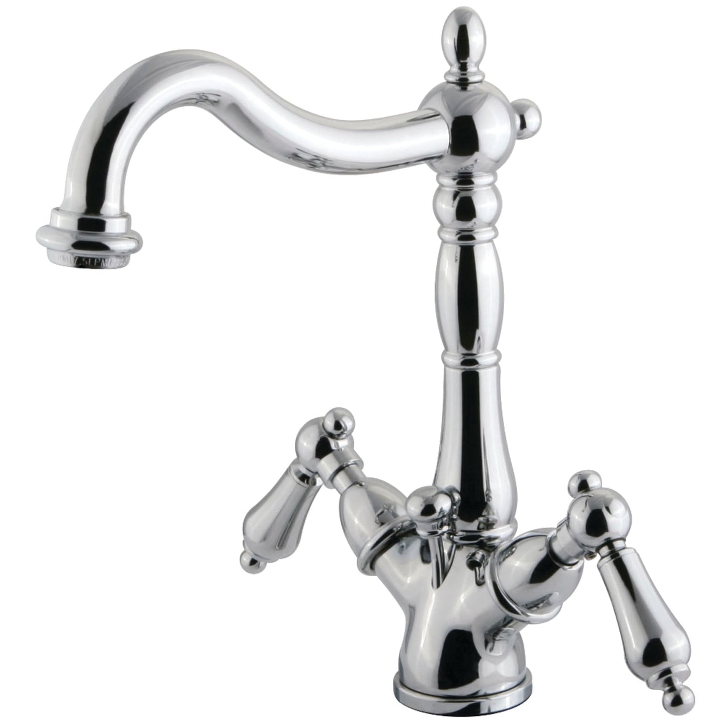 Kingston Brass KS1430AL Heritage Two-Handle Bathroom Faucet with Brass Pop-Up and Cover Plate, Matte Black