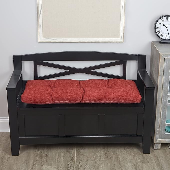 The Gripper Non-Slip Tufted Bench Cushion for Indoor Furniture, Entryway Storage, Bay Window, Corner Nook or Piano Seat, 43 Inches, Flame