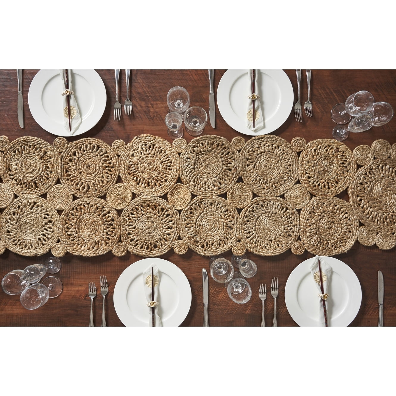 LR Home Hugo Solid Jute Table Runner, Natural 6’8†Length