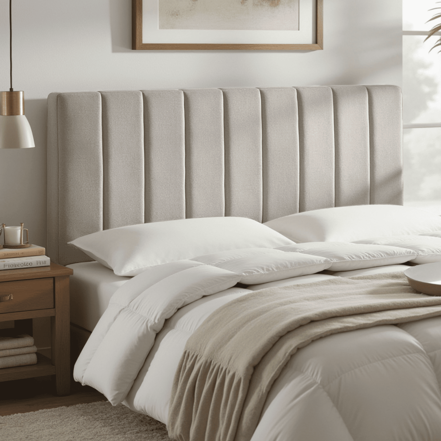 Lammlaoe Queen Headboard, Upholstered Wall Mounted, Peel and Stick Installation, Sound Reducing 3D Panel Design, Easy Assembly, Silver