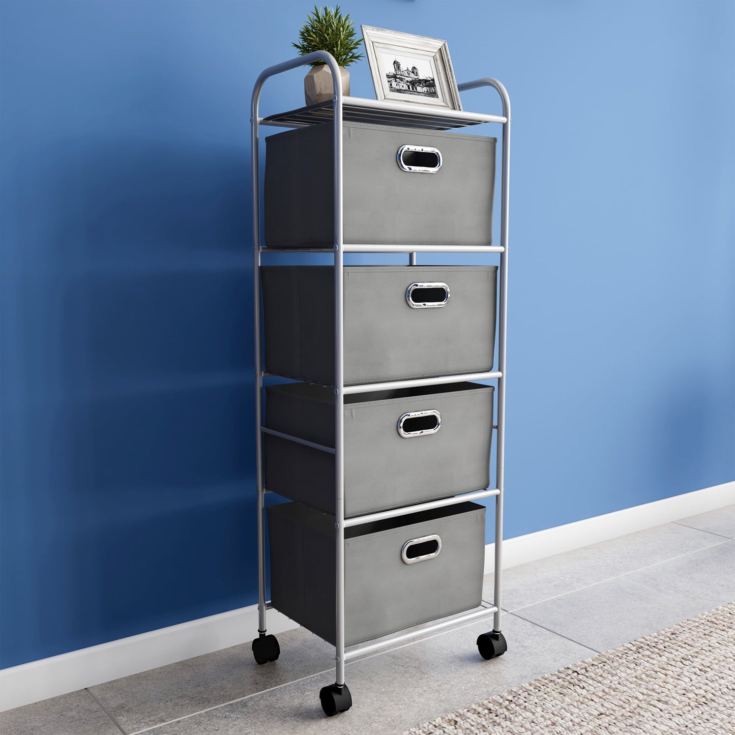 3 Drawer Rolling Storage Cart on Wheels– Portable Storage Organizer with Fabric Bins by Lavish Home