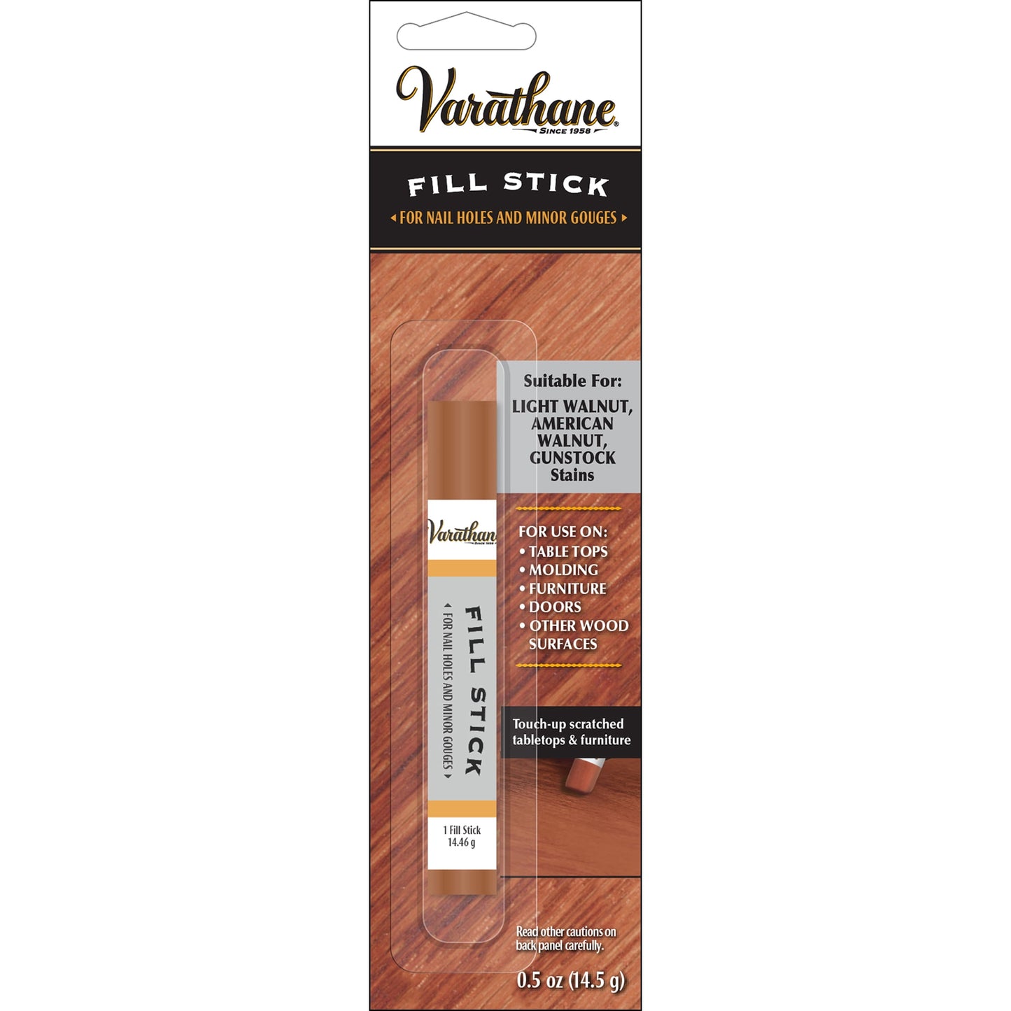 Paquete de 6, Nogal Claro, Nogal Americano, Gunstock, Varathane Barra de Relleno de Reparación de Madera Premium-215369, 0.5 oz