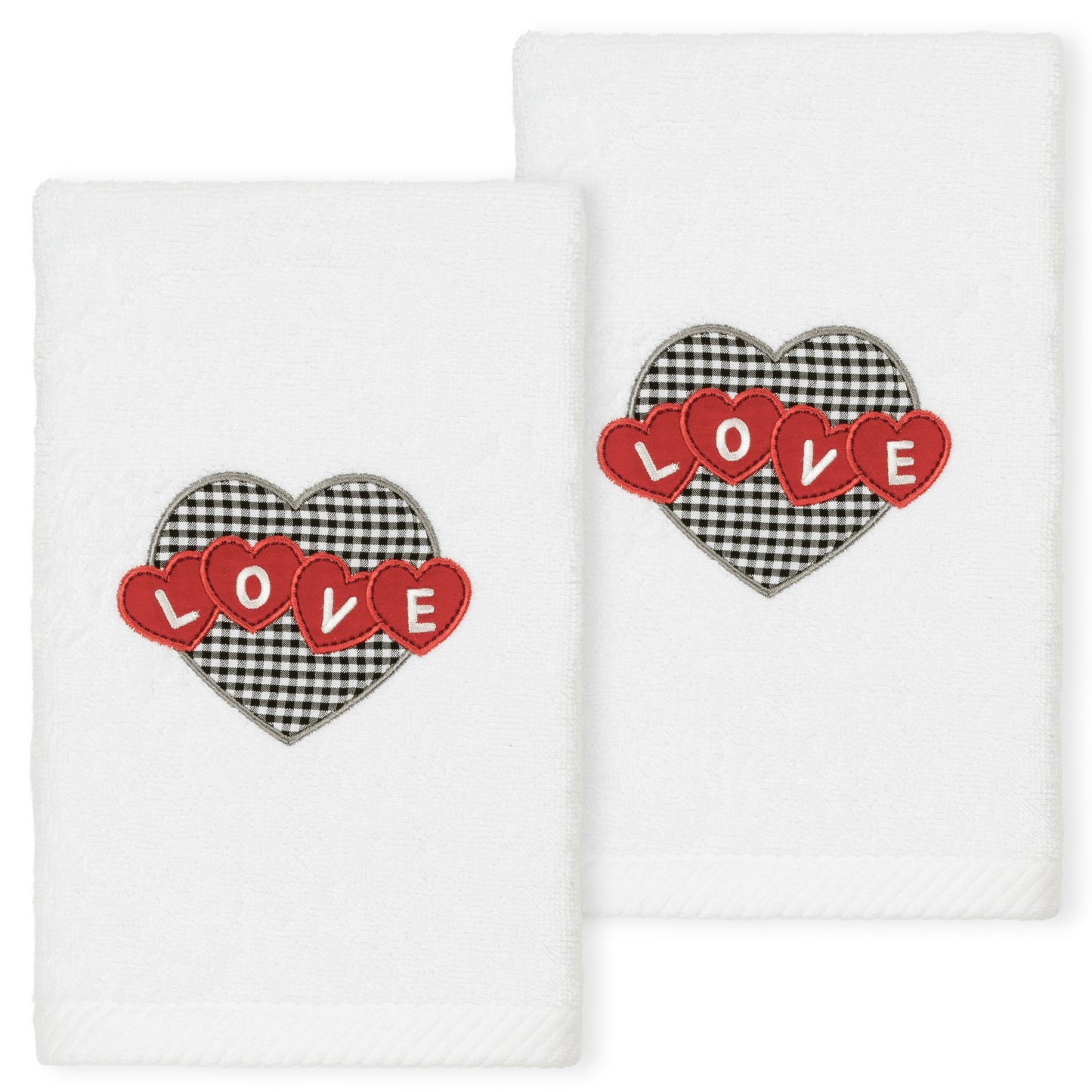 Linum Home Textiles Love Hearts Toallas de Mano de Lujo Bordadas 100% Algodón Turco (Juego de 2)