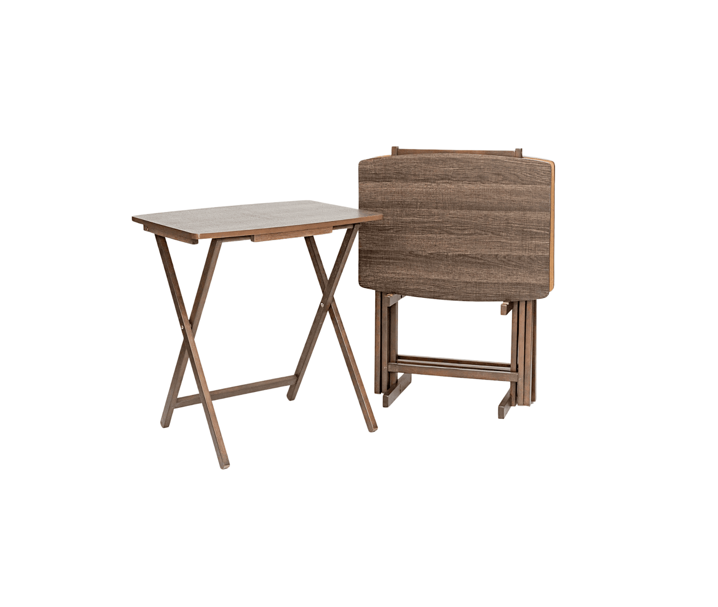 Mainstays XL Juego de 4 Mesas Bandeja de TV Plegables de Madera de Caucho de Gran Tamaño de 5 Piezas con Estante de Almacenamiento, Espresso