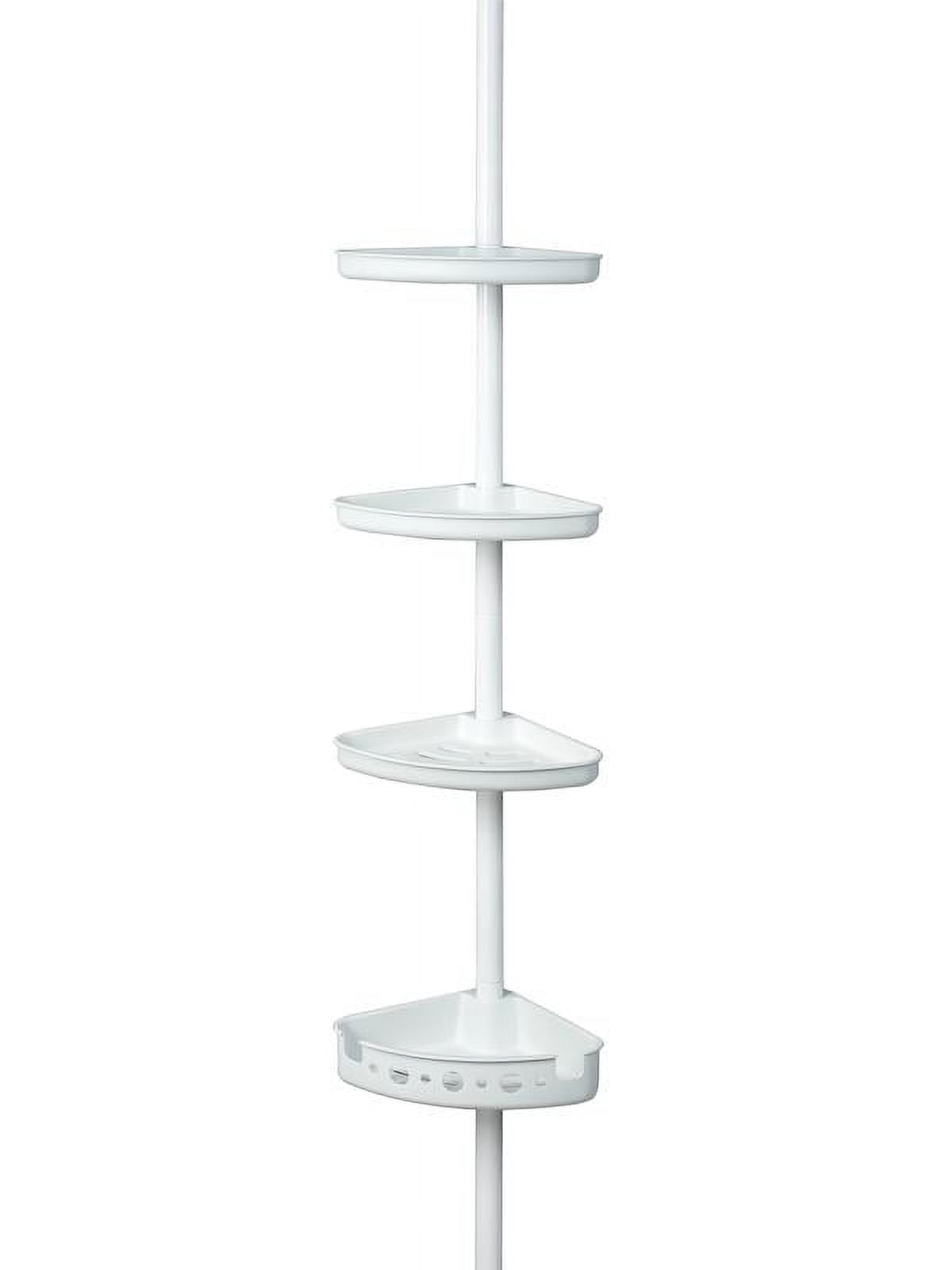 Mainstays Organizador de Ducha de Acero con Tensión Ajustable, 3 Repisas, Blanco, 60" - 96"