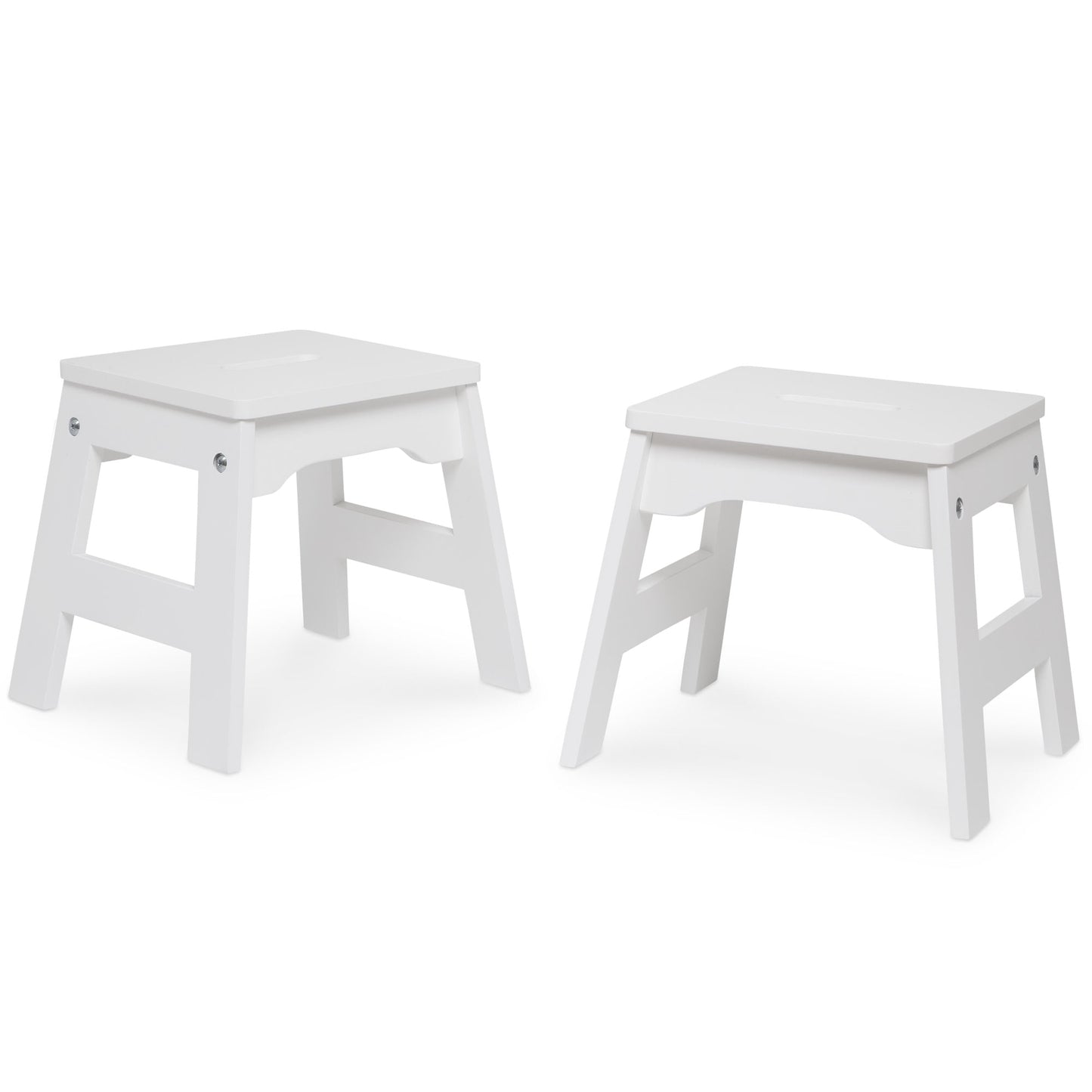 Melissa & Doug Taburetes de Madera – Juego de 2 Taburetes Apilables y Portátiles de 11 Pulgadas de Alto (Blanco)