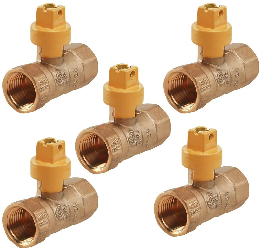 Midline Valve 12SCRWGAS-5 Premium Brass Gas Ball Valve with Screwdriver Slotted Handle, 1/2 in. FIP Connections (Pack of 5)