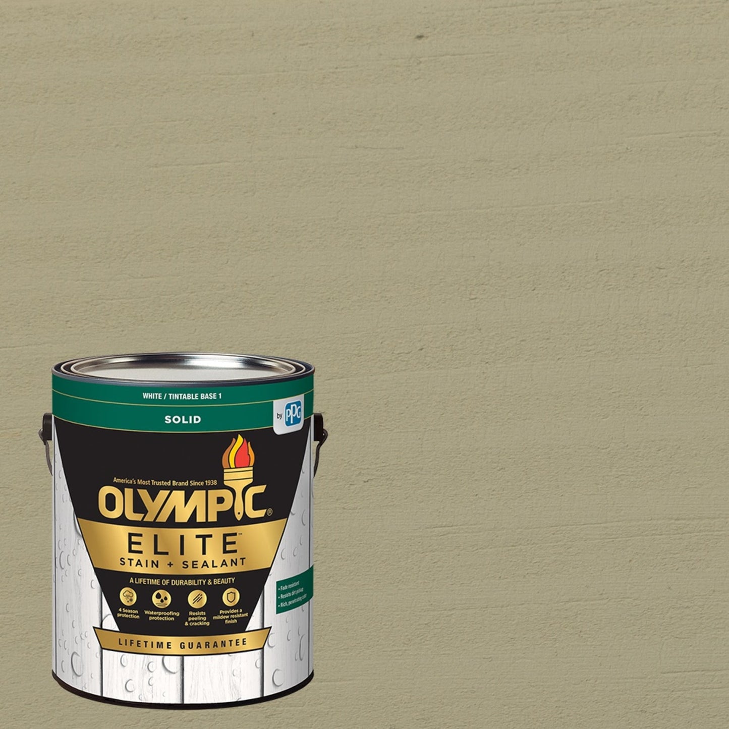 Olympic Elite 1 Gallon SC-1071 Sandstone Solid Advanced Exterior Stain and Sealer in One