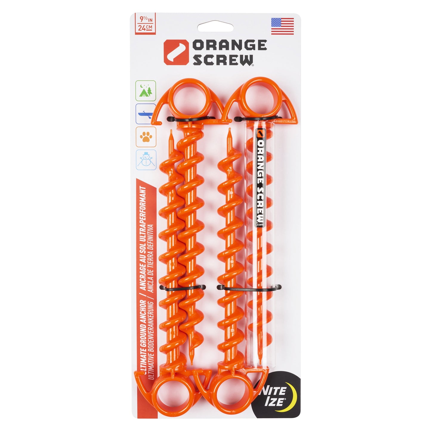 Orange Screw® Ultimate Ground Anchor - Small - 4 Pack - Bright Orange