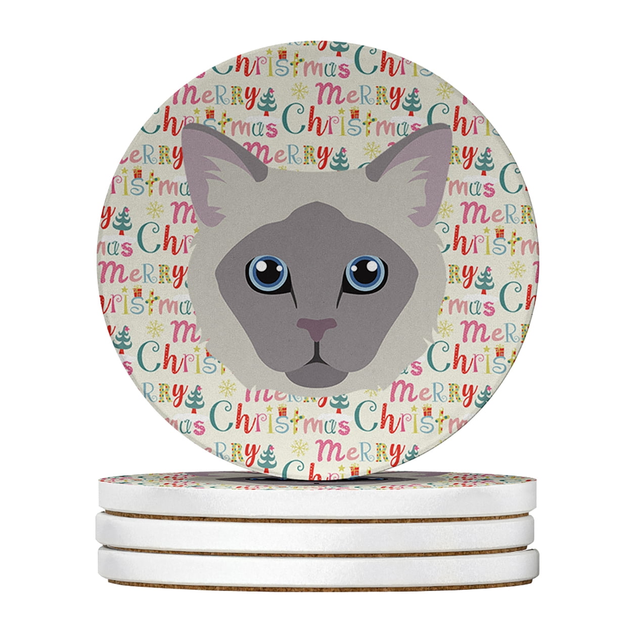 Owyhee Bob Cat Christmas Large Sandstone Coasters Pack of 4 4 in x 4 in