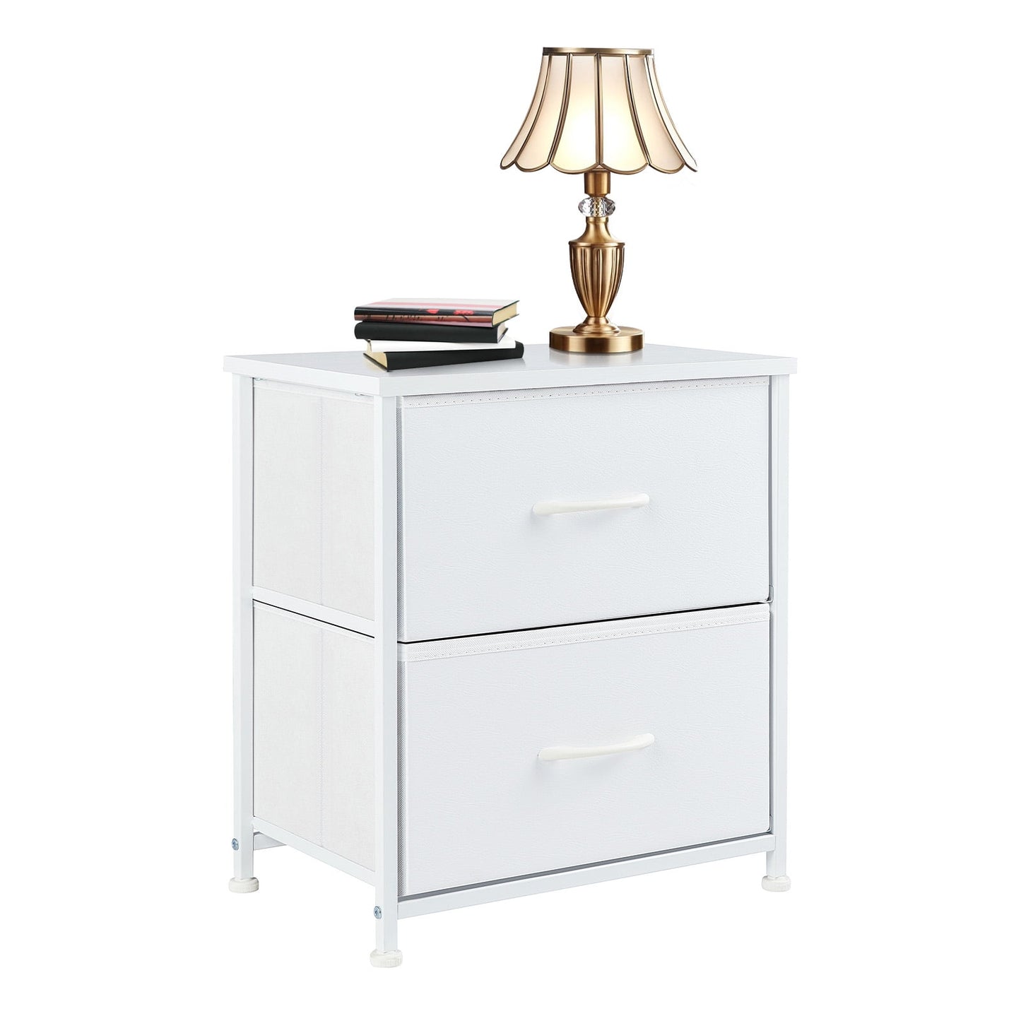 Prilinex Nightstand Small Dresser with 2 Fabric Drawers, 20 Inch Adjustable Nightstand Feet Bedside Table with Drawers for Bedroom Closet Entryway College Dorm, Grey