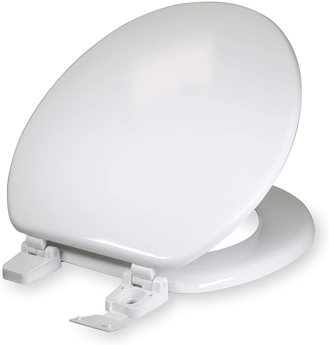 Round Molded Wood Toilet Seat ∙ Easy Remove ∙ Adjustable Hinge, White