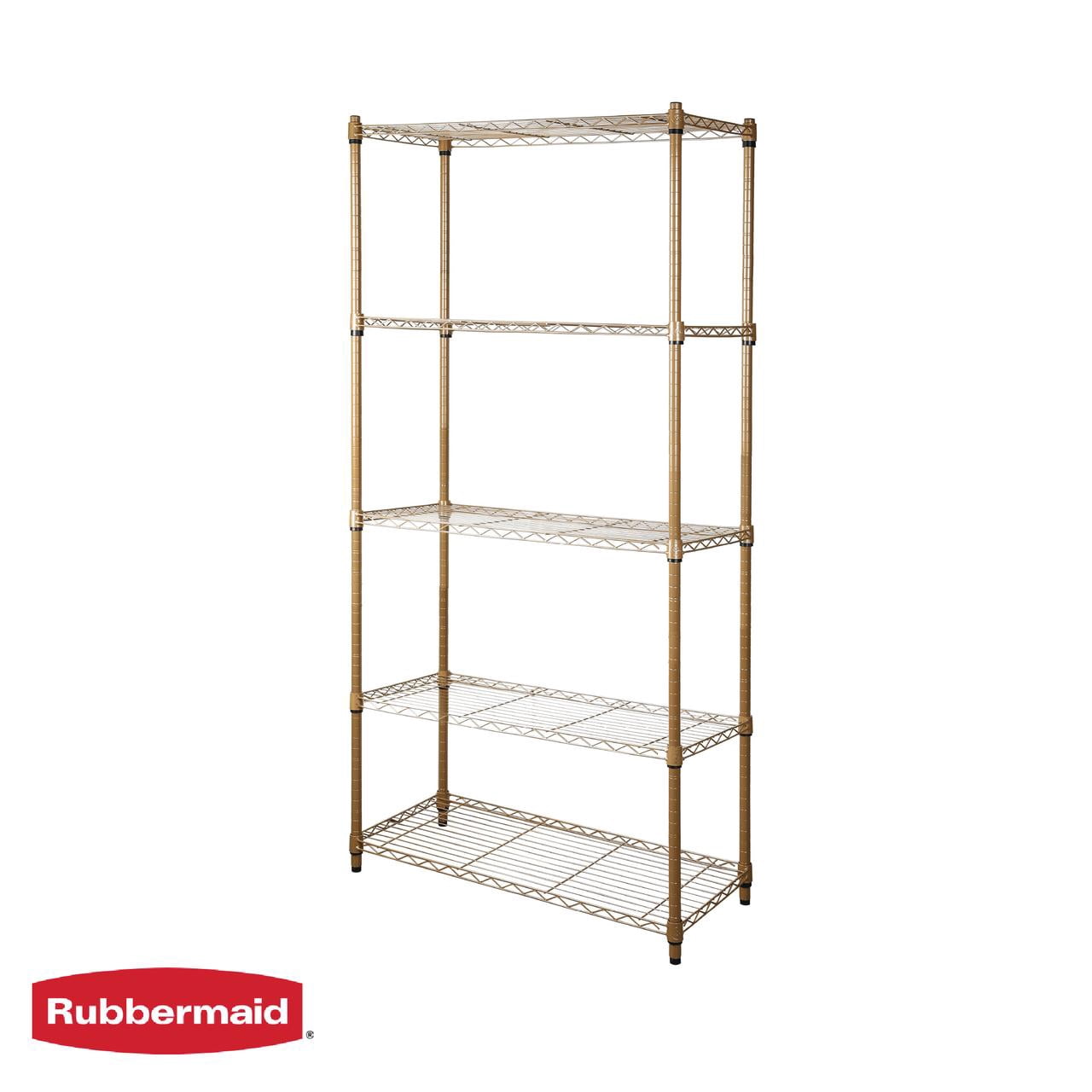 Rubbermaid EstanterÃa de Alambre Dorado Resistente de 5 Niveles, Capacidad de 1250 Lb