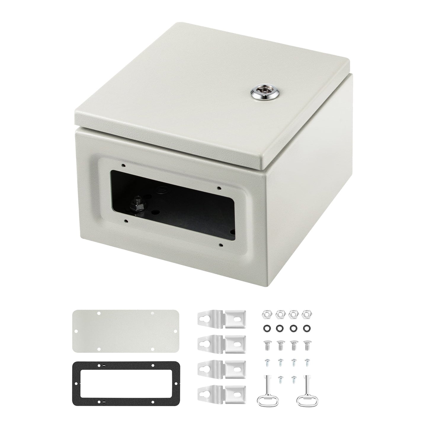 SKYSHALO Steel Electrical Box 8†x 8â€x 6†Electrical Enclosure Box, Carbon Steel Hinged Junction Box, IP65 Weatherproof Metal Box, Wall-Mounted Electronic Equipment Enclosure Box with Mounting Plate