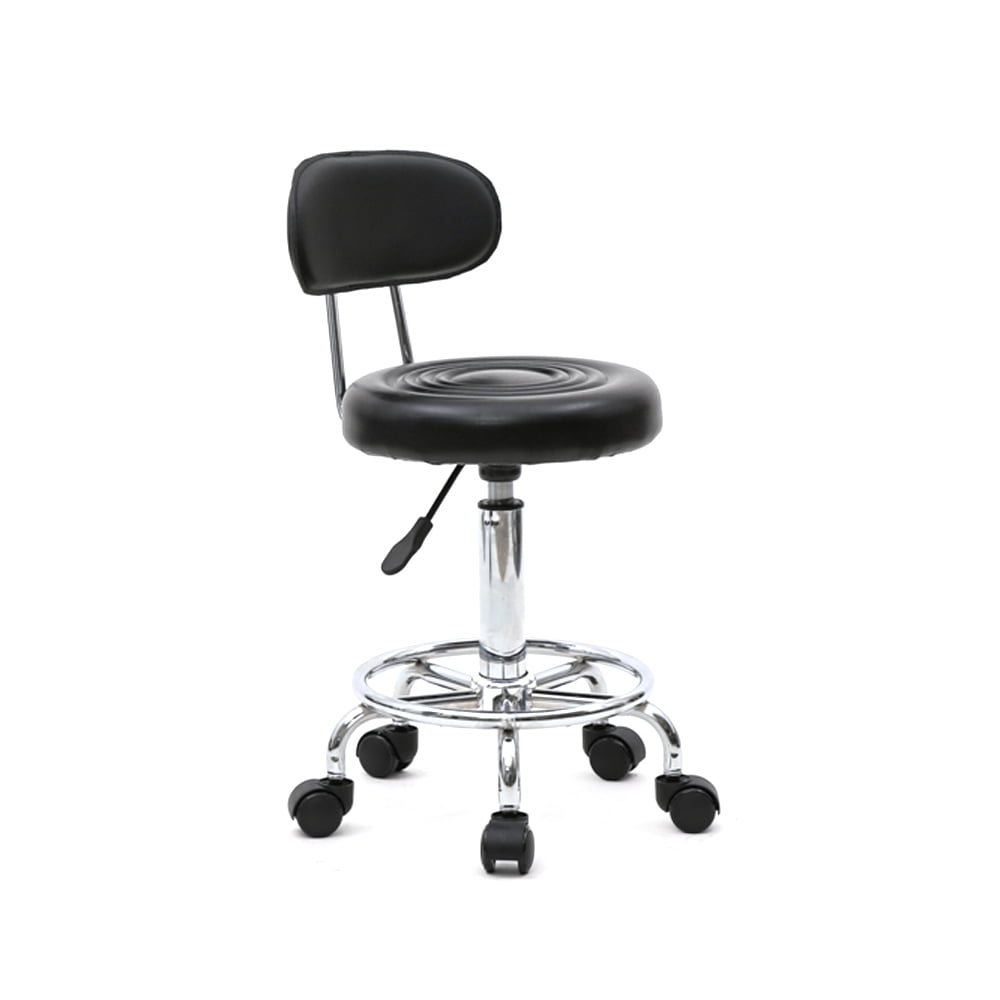 Taburete de Salón de Forma Redonda Ajustable con Respaldo y LÃnea, Negro