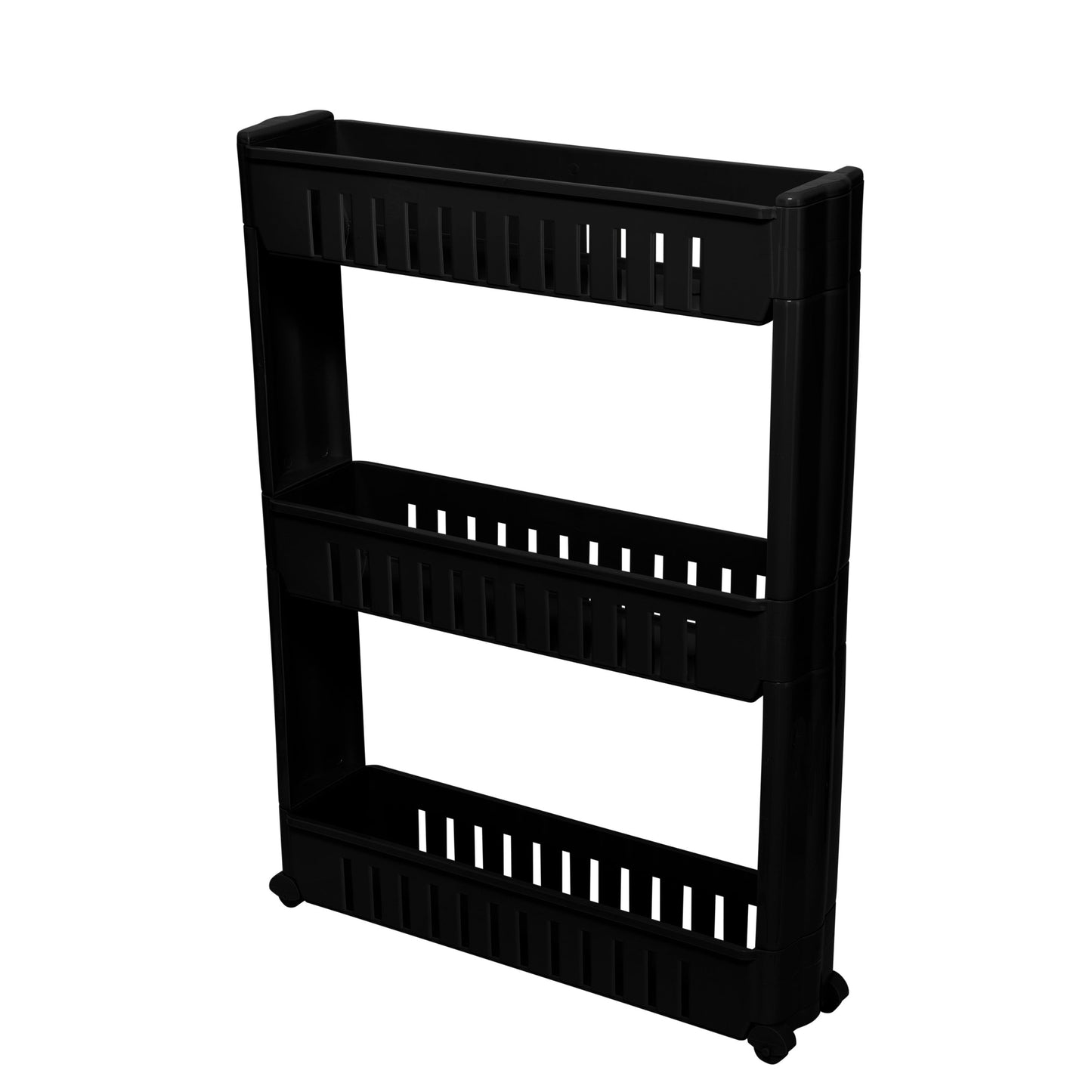 Simplify 3 Tier Slim Slide Out 21.4" L Plastic Storage Cart in Matte Black