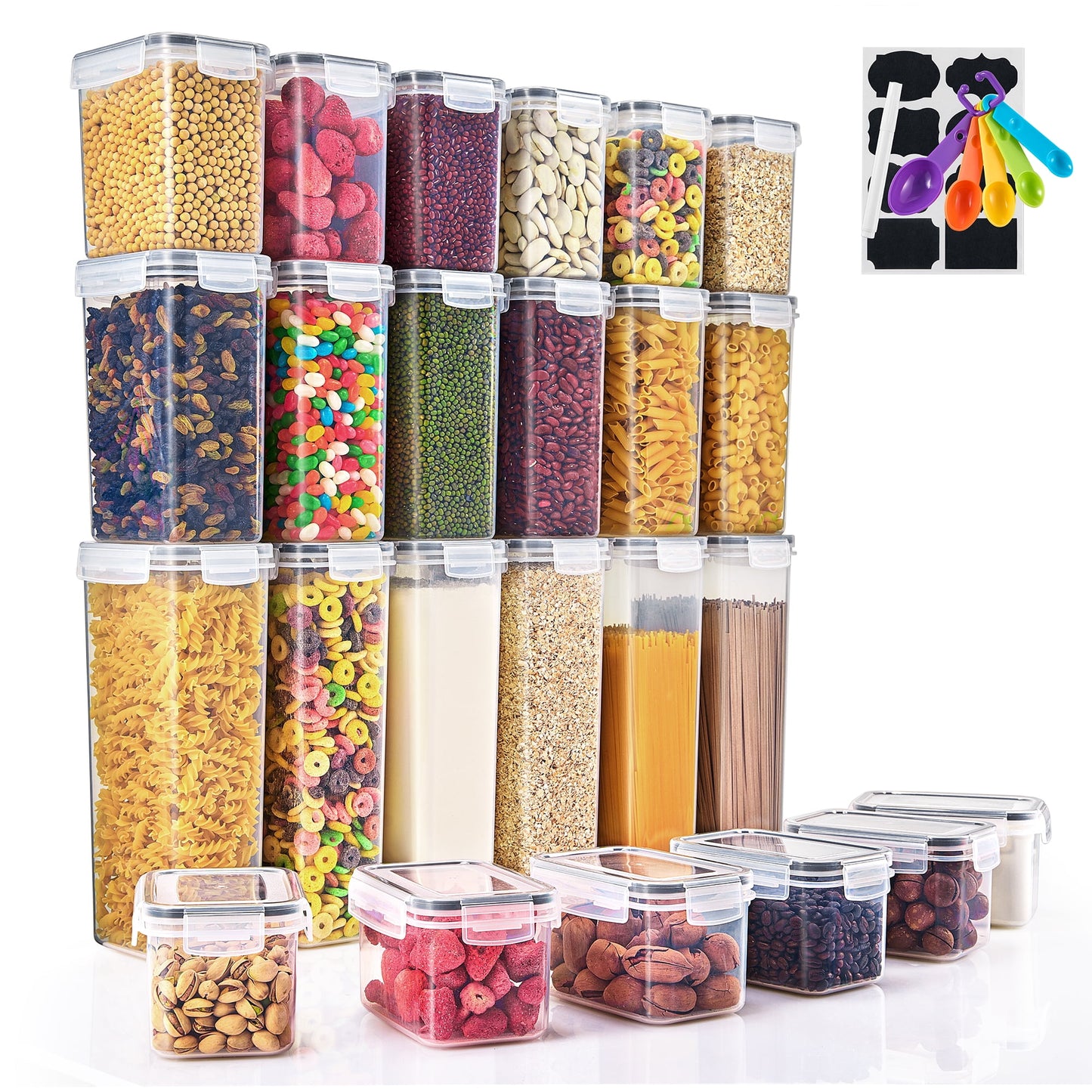 Sorbus 24-Pack Airtight Food Storage Containers with Labels, Marker, Spoons – Kitchen Organizer