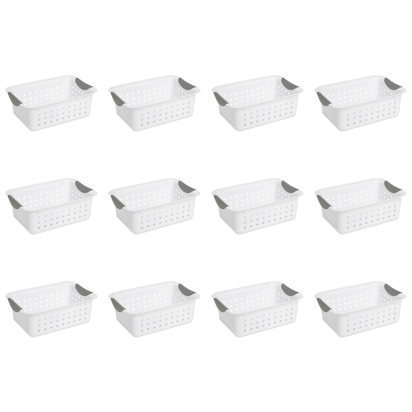 Sterilite Canasta Pequeña Ultra™, Contenedor de Almacenamiento de Plástico Abierto, Solución de Organización Versátil, Blanco, Paquete de 12