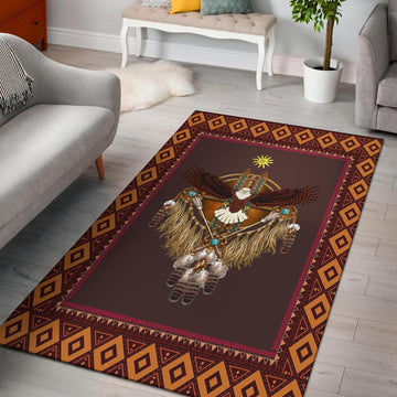 Sun Owl Dreamcatcher Native American Design Area Rug