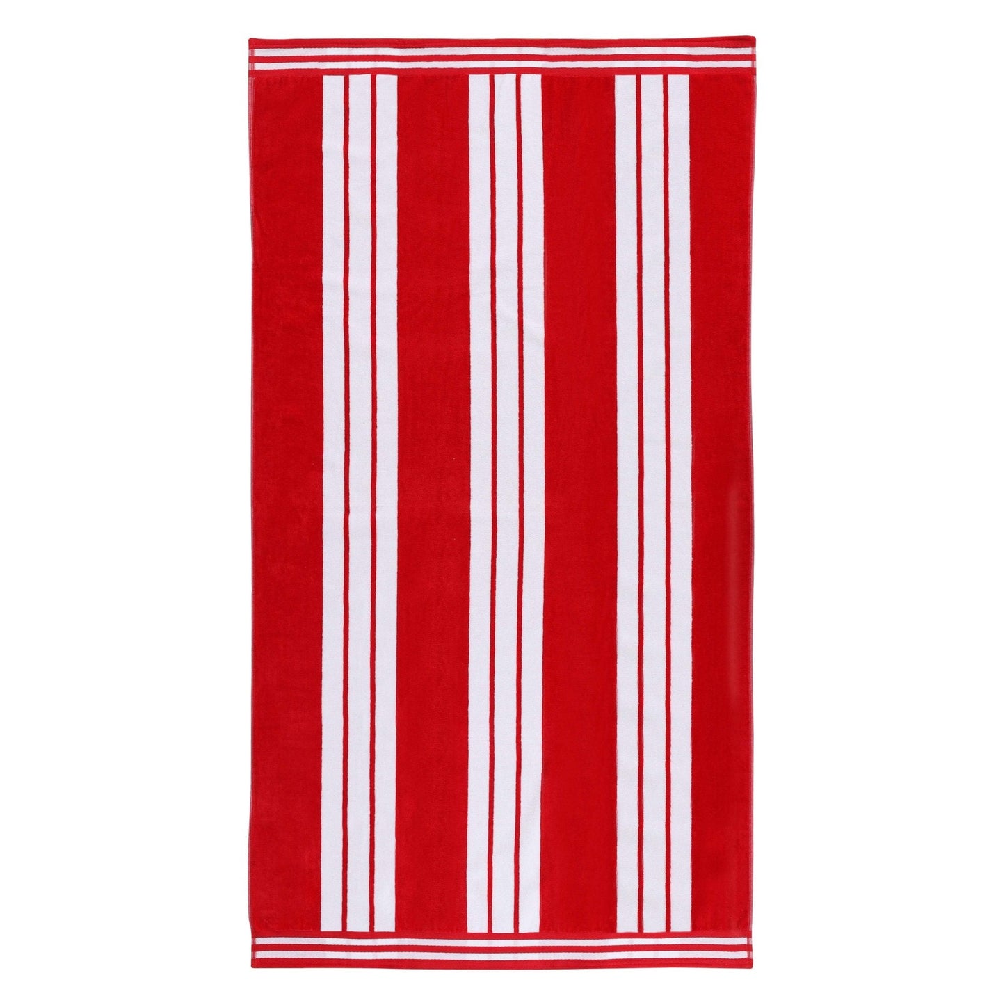 Superior Cotton Striped Oversized Beach Towel Set of 2, 34" x 64", Red