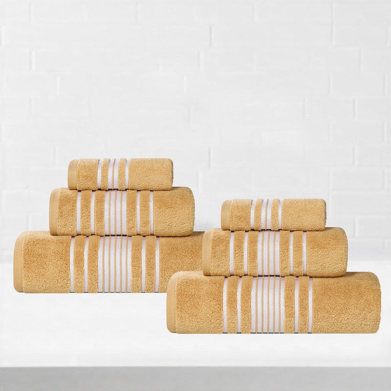 Superior Sadie Zero Twist Cotton Solid Hand Towel Set, Ultra Soft Towels, Gold
