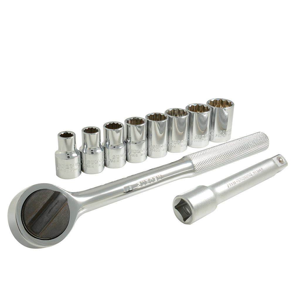 Surtek 10 Imperial Socket Set and Accessories 1/2†, Steel