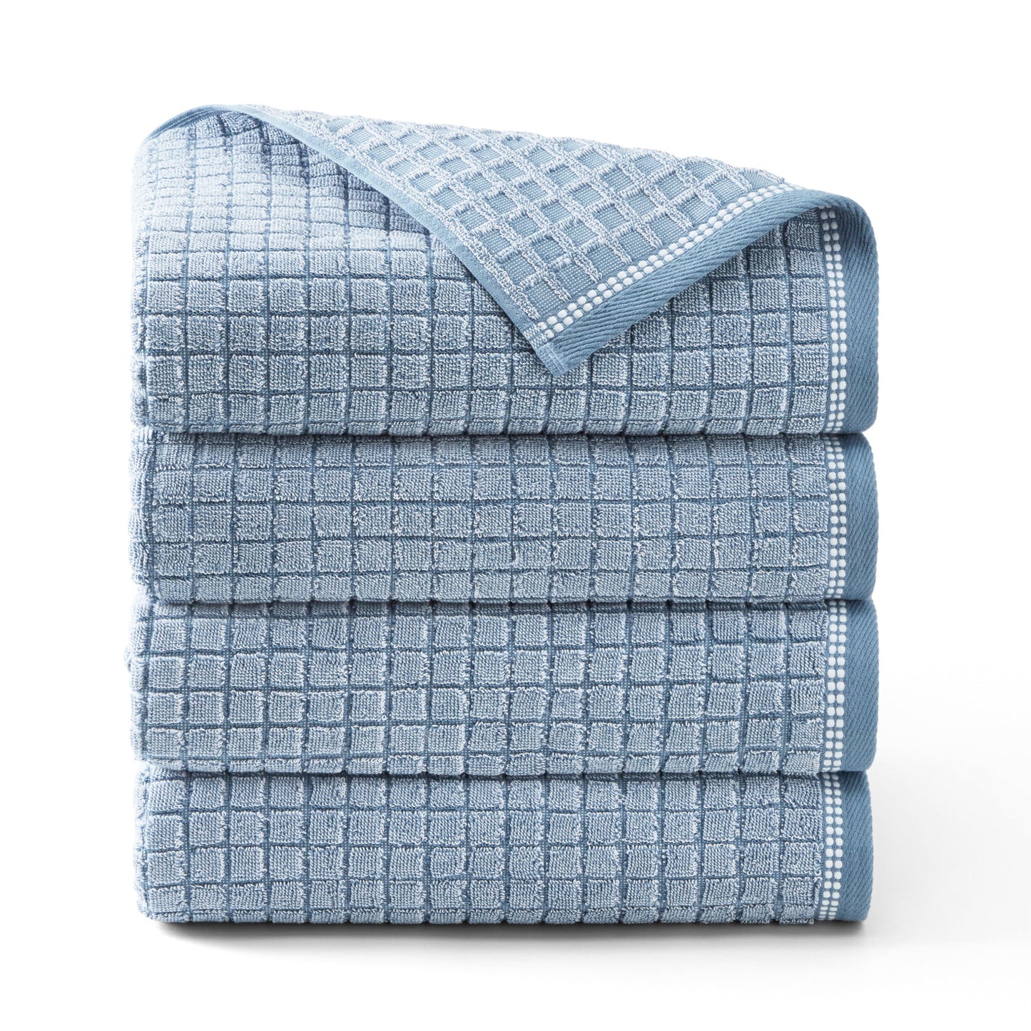 TOWN & COUNTRY EVERYDAY Juego de Toallas de Baño con Paneles de Ventana Texturizados de 4 Piezas, 30"x58", 100% Algodón, Felpa y Absorbente 550 G/M2, Beige