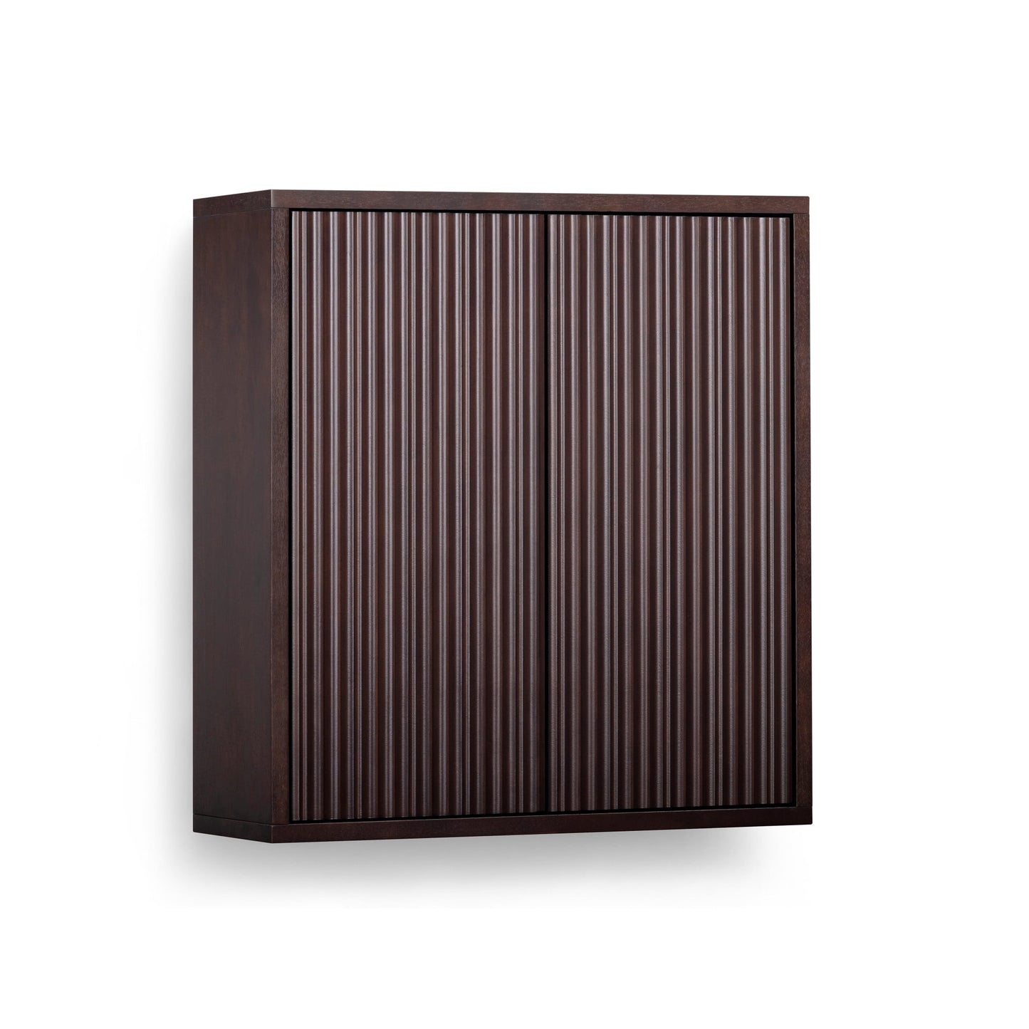 Tremolo Modern Boho 2-Door Wall Cabinet with Solid Wood & Contemporary Fluted Fronts - Teamson Home