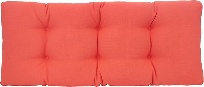 The Gripper Non-Slip Tufted Bench Cushion for Indoor Furniture, Entryway Storage, Bay Window, Corner Nook or Piano Seat, 33 Inches, Coral