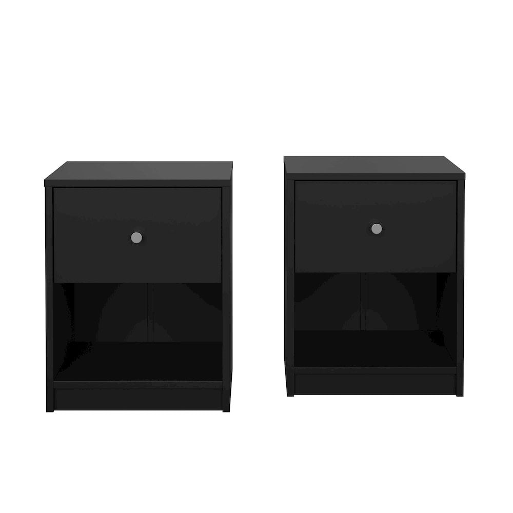 Tvilum Portland Black 1 Drawer Set of 2 Nightstand