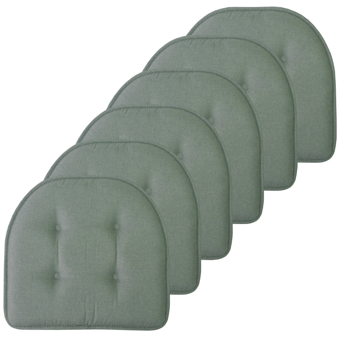 U-Shaped Memory Foam No Slip Back 16 x 16 Chair Pad Cushion 6 Pack - Scuba