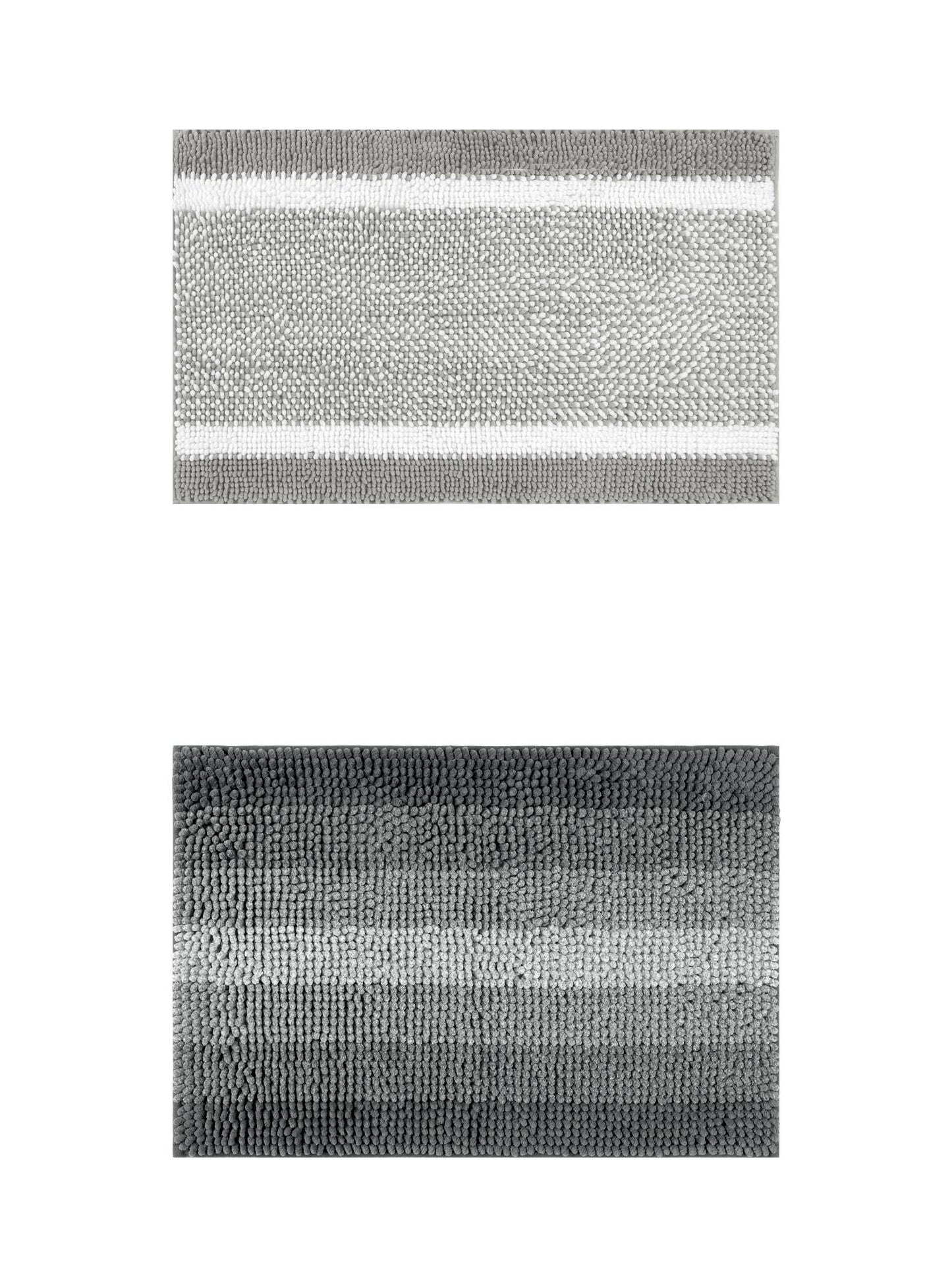 Unique Bargains 2 Pcs Chenille Soft Plush Shaggy Bathroom Rug Black/Grey 20" x 32"