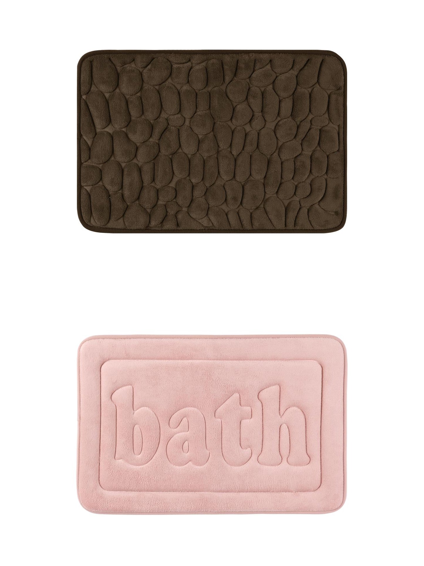 Unique Bargains 2 Pcs Memory Foam Absorbent Bathroom Rugs Pink/Brown 20" x 32"