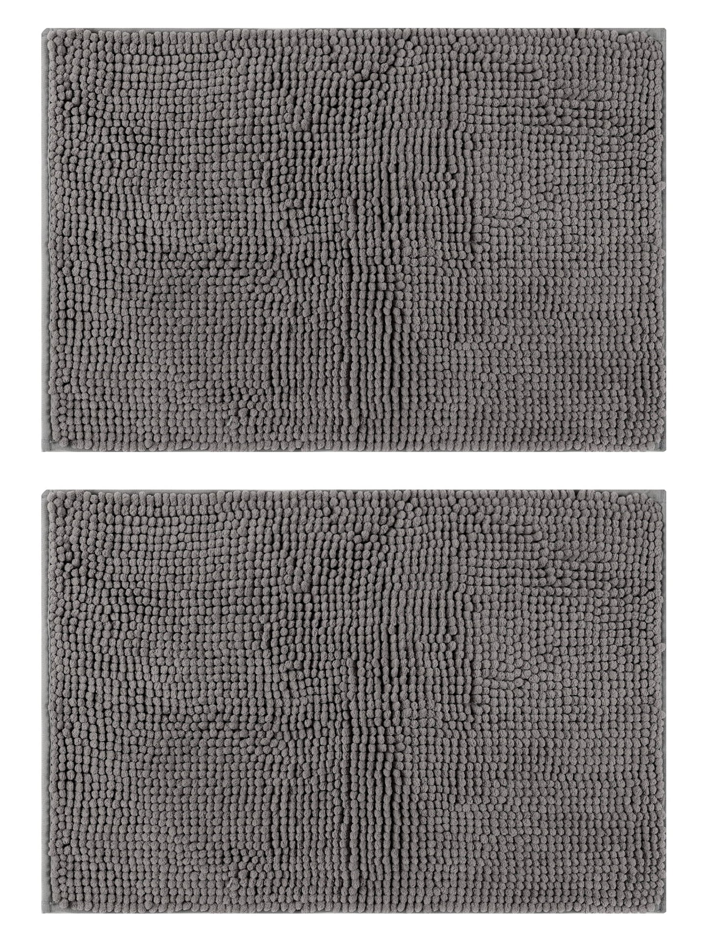 Unique Bargains 2 Pcs Microfiber Non-Slip Bathroom Mat Plush Fluffy Quick Dry Bath Rugs Grey 20" x 32"